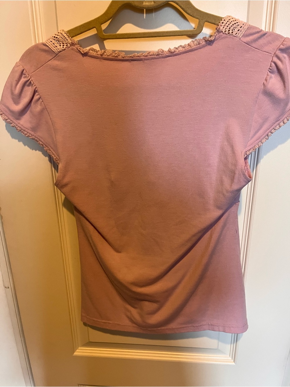 Nanette Lepore Lavender Lace-Trim Short Sleeve Top - Picture 2 of 4